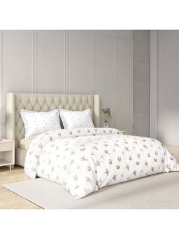 GM - 100% Cotton Off-White Digital Printed 144Tc King Bedsheet With 2 Pillow Covers