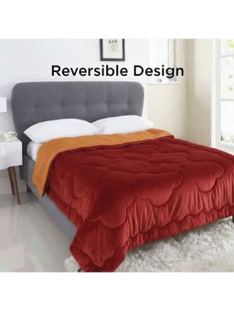 I wish - Reversible 220 Gsm Ac Velvet Comforter Lightweight Quilt, Single - Red-Orange
