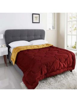 I wish - Reversible 220 Gsm Ac Velvet Comforter Lightweight Quilt, Single Maroon