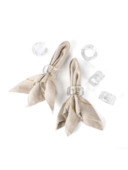ICHKAN - Crystal Round Scallop Edge Napkin Ring pack of 6