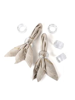 ICHKAN - Crystal Round Diamond Cut Napkin Ring pack of 6