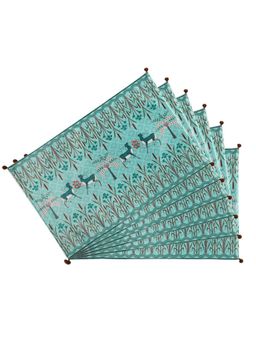 India Circus by Krsnaa Mehta - Mirroring Deer Garden Micro Velvet Table Mats Pack of 6 (6 Seater)