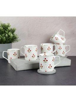 India Circus by Krsnaa Mehta - Grey Poppy Flower Mug Pack of 6