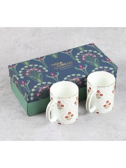 India Circus by Krsnaa Mehta - Grey Poppy Flower Mug Set of 2