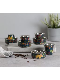 India Circus by Krsnaa Mehta - Fronds and Florets Steel Coffee Tumbler Set of 8