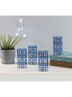 India Circus by Krsnaa Mehta - Flowers and Ferns Glass Tumbler Pack of 4