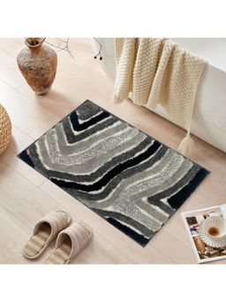 ELANZA - WAVES Non Slip Bath Mat, Grey (40 x 60 cm)
