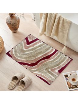 ELANZA - WAVES Non Slip Bath Mat, Pink (40 x 60 cm)