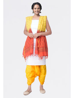 Unnati Silks - Unstitched White Pure Kanchi Cotton Salwar Kameez (Set of 3)