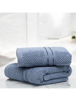 LANE LINEN - 100% Cotton Hand Towels (Pack Of 2) - Dusk Blue