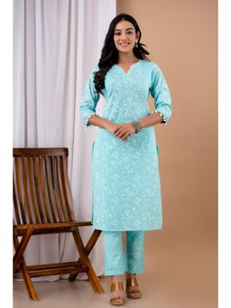 Kohsh - Pastel Blue Cotton Relax Kurta (Set of 2)