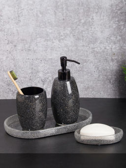 OBSESSIONS - Set of 4 Pc Polyresin Bathroom Set, Charcoal