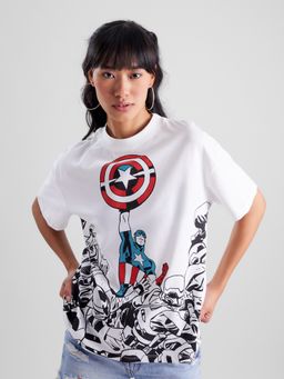 The Souled Store - Official Captain America the Shield Oversized T-shirt for Women