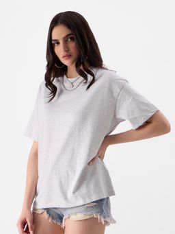 The Souled Store - Original Solids: Bleach Melange Oversized T-Shirts for Womens