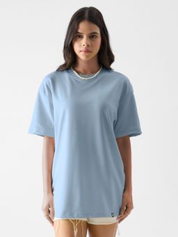The Souled Store - Original Solids: Powder Blue Boyfriend T-Shirts for Womens