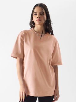 The Souled Store - Original Solids: Nude Pink Boyfriend T-Shirts for Womens