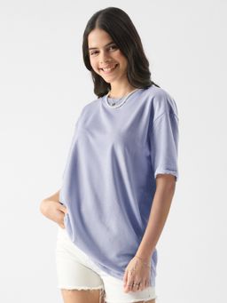 The Souled Store - Original Solids: Lavender Boyfriend T-Shirts for Womens