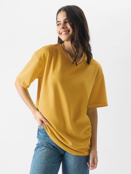 The Souled Store - Original Solids: Yellow Boyfriend T-Shirts for Womens