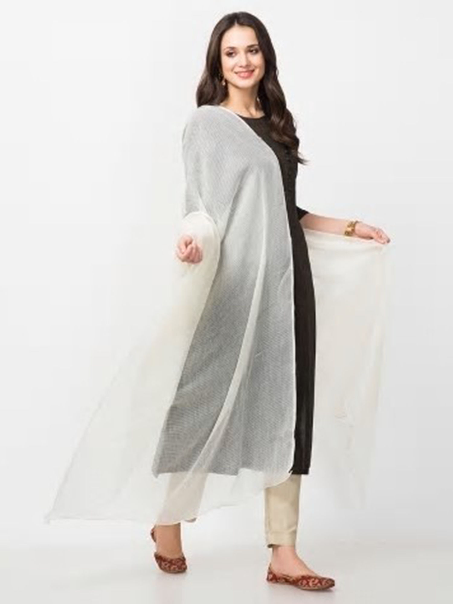 fabindia Natural Cotton Silk Kota Woven Plain Dupatta-picture-13