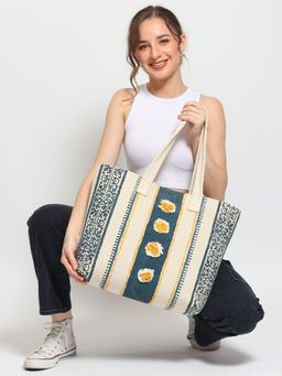 ART AVENUE - Blue Brisk Cotton Printed Women Handbag