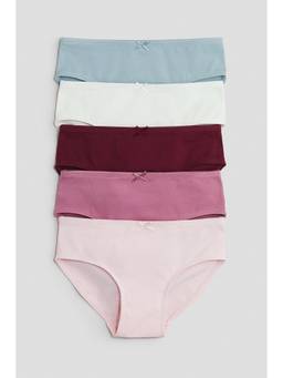 H&M - Girls Multi-Color 5-Pack Solid Cotton Briefs