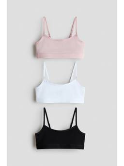 H&M - Girls Multi-Color 3-Pack Cotton Crop Tops