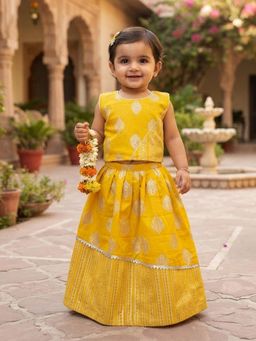 Kinder Kids - Cotton Sleeveless Yellow Lehenga and Choli