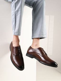 Styli - Men Faux Leather Brown Formal Lace Up Derbies