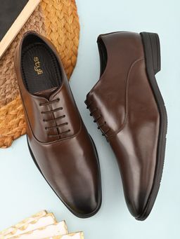 Styli - Men Faux Leather Brown Formal Lace Up Oxfords
