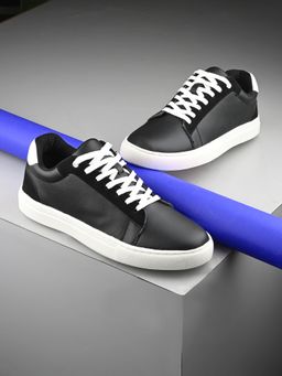 Styli - Men Casual Black Sneakers with Contrast Sole