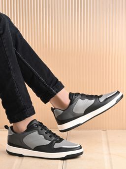 Styli - Men Casual Colorblock Black & Grey Sneakers