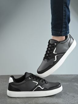 Styli - Men Casual Colorblock Black & Grey Sneakers