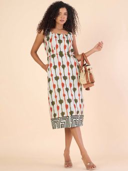Powersutra - Women Classic Square Neck A-Line Printed Dress