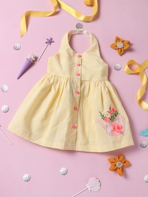 Nautinati Girls' Cotton Solid Schiffli Dress main image 1