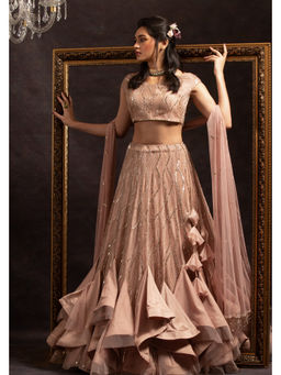 CHARU AND VASUNDHARA - Ashley Peach Lehenga with Blouse and Dupatta