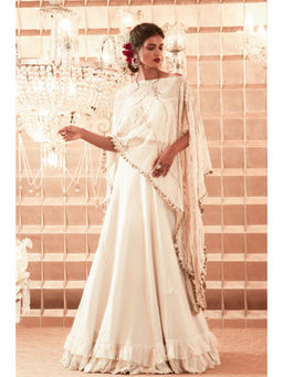 CHARU AND VASUNDHARA - Arabella Ivory Lehenga with Blouse and Cape