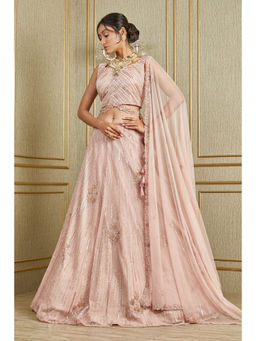 CHARU AND VASUNDHARA - Gurnoor Peach Lehenga with Blouse and Dupatta