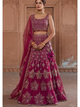 CHARU AND VASUNDHARA - Veeya Pink Lehenga With Blouse and Dupatta