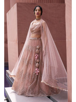 CHARU AND VASUNDHARA - Rifka Peach Lehenga with Blouse and Dupatta