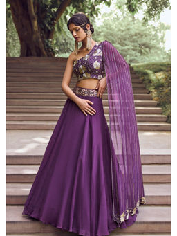 CHARU AND VASUNDHARA - Rida Purple Embroidered Lehenga and Blouse