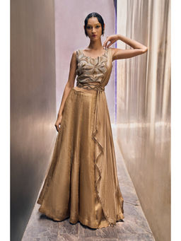 CHARU AND VASUNDHARA - Ria Beige Lehenga with Blouse and Dupatta with Belt