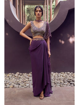 CHARU AND VASUNDHARA - Roselyne Purple Lehenga and Blouse