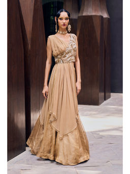 CHARU AND VASUNDHARA - Raya Beige Embroidered Lehenga and Blouse