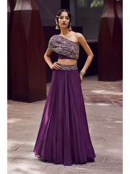 CHARU AND VASUNDHARA - Rihanna Purple Embroidered Lehenga and Blouse