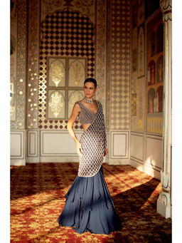 CHARU AND VASUNDHARA - Kennedy Blue Lehenga with Blouse and Dupatta