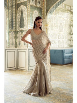 CHARU AND VASUNDHARA - Kimber Gold Lehenga with Blouse and Dupatta