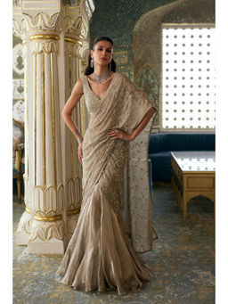 CHARU AND VASUNDHARA - Kimberly Gold Lehenga with Blouse and Dupatta
