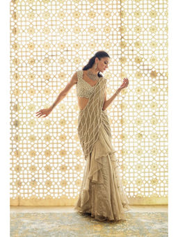 CHARU AND VASUNDHARA - Karolina Gold Lehenga with Blouse and Dupatta