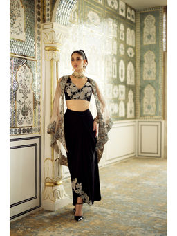 CHARU AND VASUNDHARA - Kainnna Black Lehenga with Blouse and Dupatta