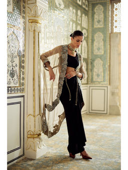 CHARU AND VASUNDHARA - Kimiko Black Lehenga with Blouse and Dupatta